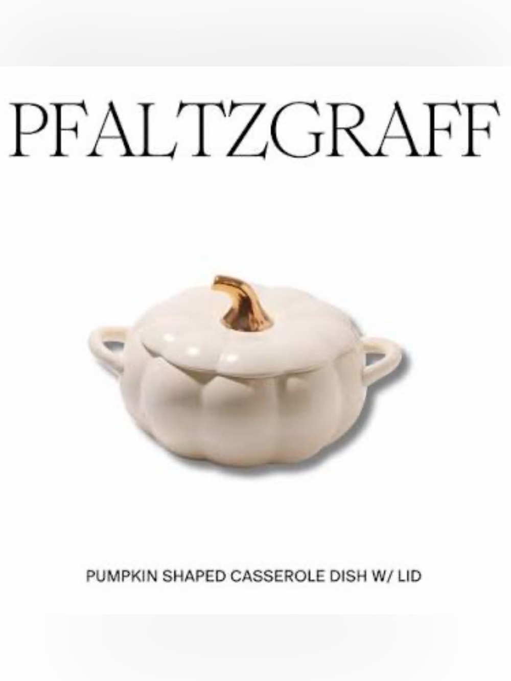Pfaltzgraff Cream Pumpkin Casserole with Gold Stem